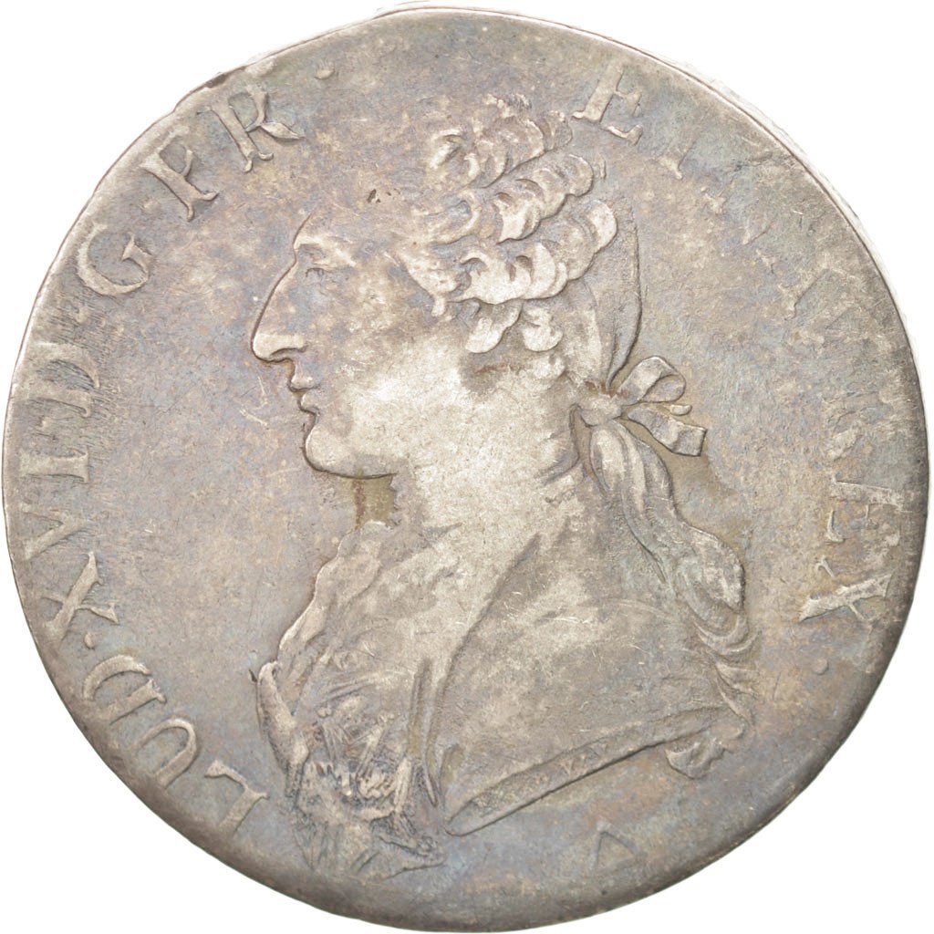 FRANCE, Écu aux branches d'olivier, ECU, 1789, Orl, KM #564.14, VF(20-25), ...