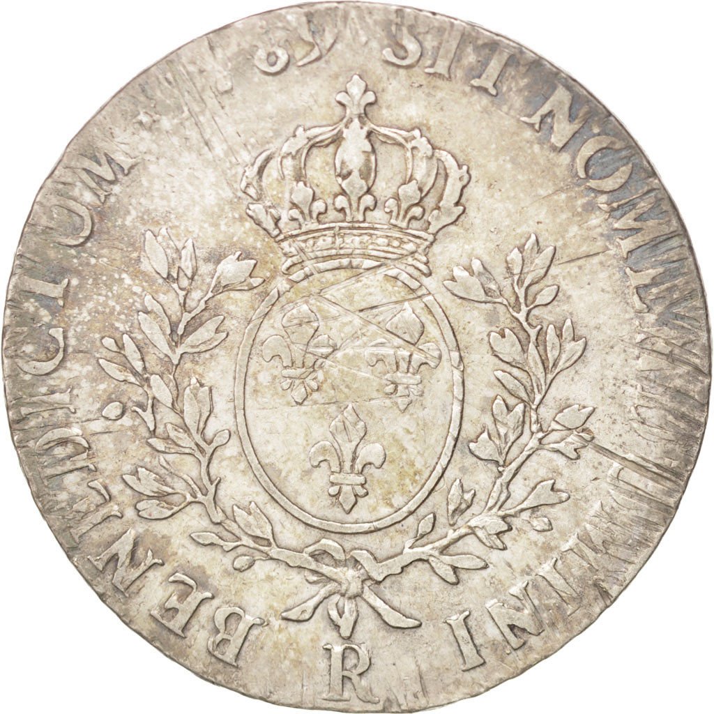 FRANCE, Écu aux branches d'olivier, ECU, 1789, Orl, KM #564.14, VF(20-25), ...