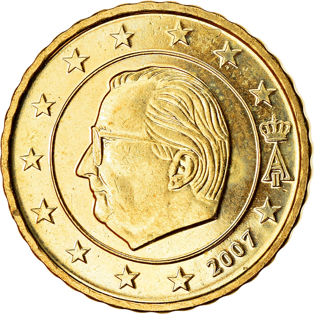 Belgio, 10 Euro Cent, 2007, SPL, Ottone, KM:242