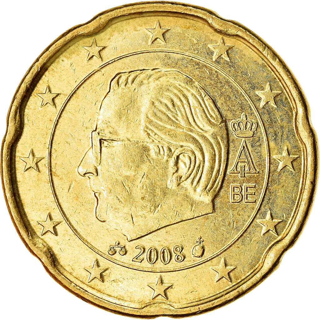 Belgio, 20 Euro Cent, 2008, SPL, Ottone, KM:278