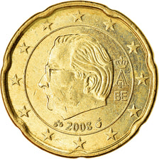 Belgio, 20 Euro Cent, 2008, SPL, Ottone, KM:278