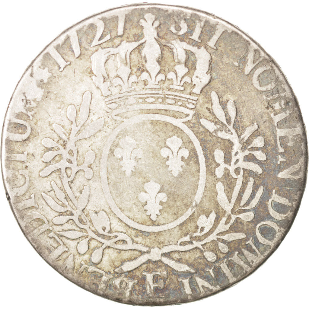 FRANCE, Écu aux branches d'olivier, ECU, 1727, Tours, KM #486.7, F(12-15), ...