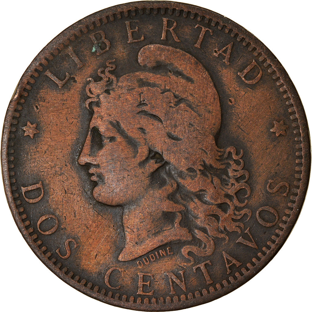 Moneta, Argentina, 2 Centavos, 1884, MB, Bronzo, KM:33