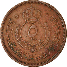 Moeda, Jordânia, Hussein, 5 Fils, 1/2 Qirsh, 1967, EF(40-45), Bronze, KM:9