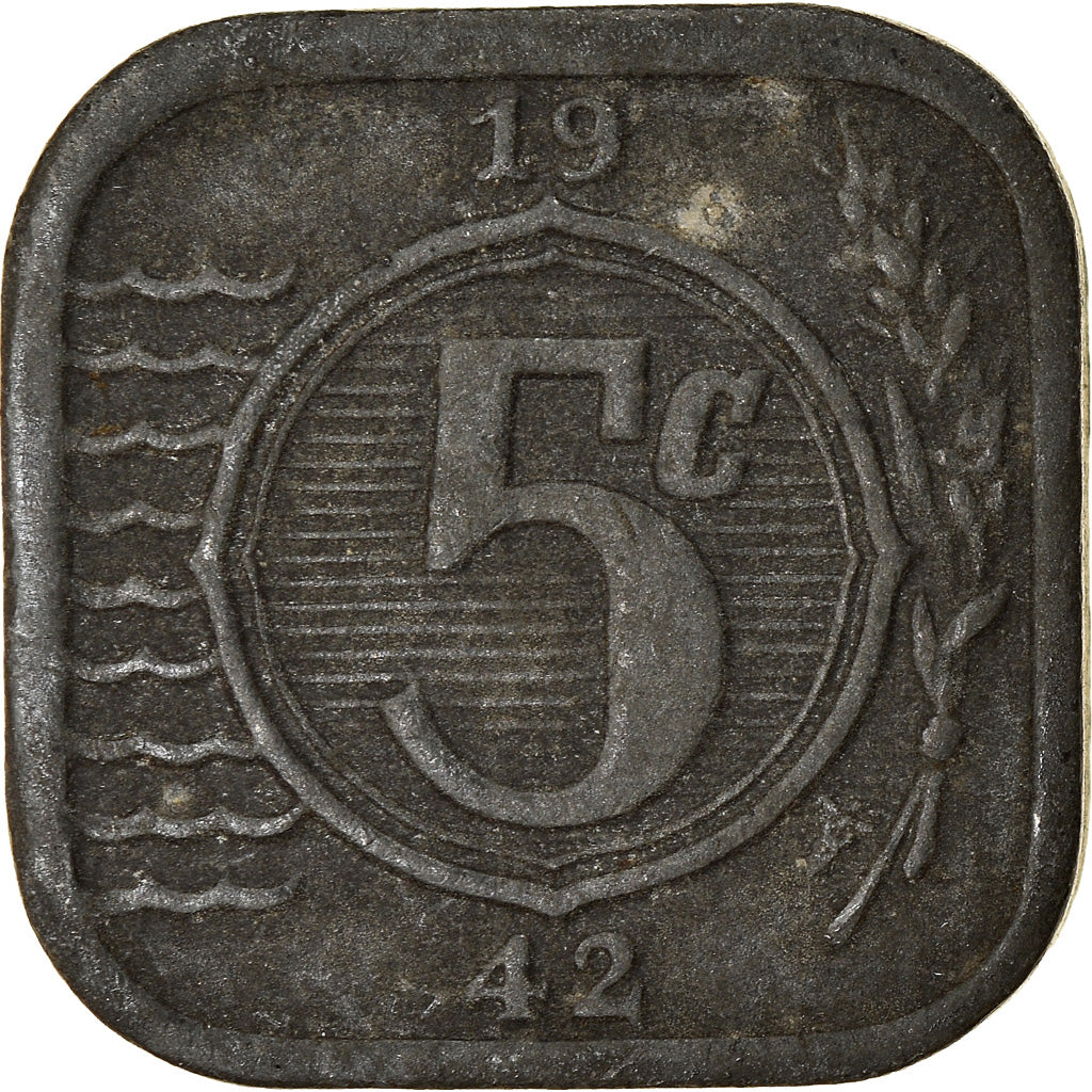 Monnaie, Pays-Bas, Wilhelmina I, 5 Cents, 1942, TB+, Zinc, KM:172