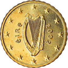 IRELAND REPUBLIC, 10 Euro Cent, 2002, AU(55-58), Brass, KM:35