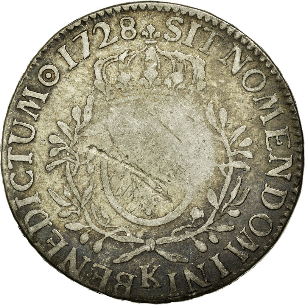 Coin, France, Louis XV, Écu aux branches d'olivier, Ecu, 1728, Bordeaux