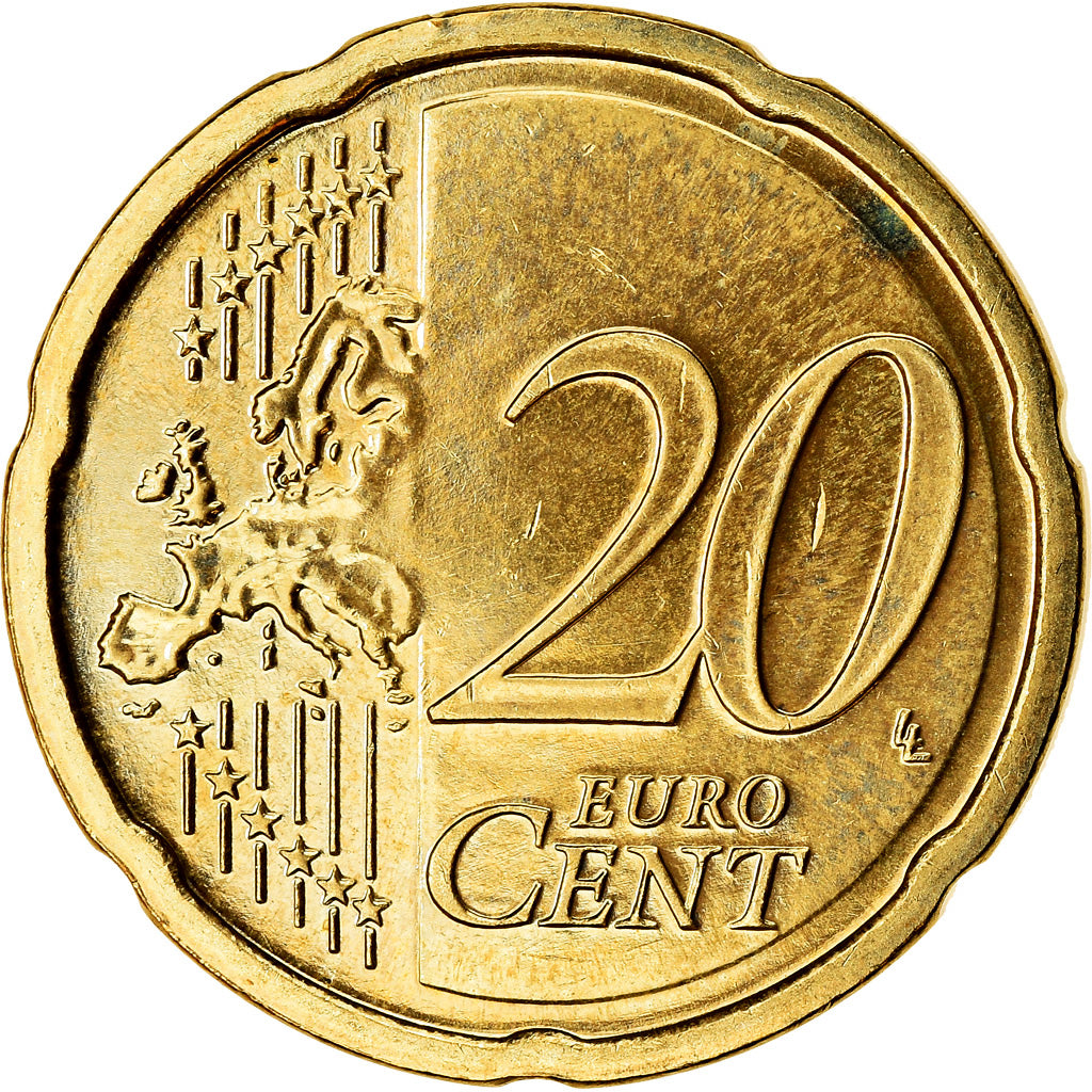 REPÚBLICA DA IRLANDA, 20 Euro Cent, 2008, MS(63), Latão, KM:48