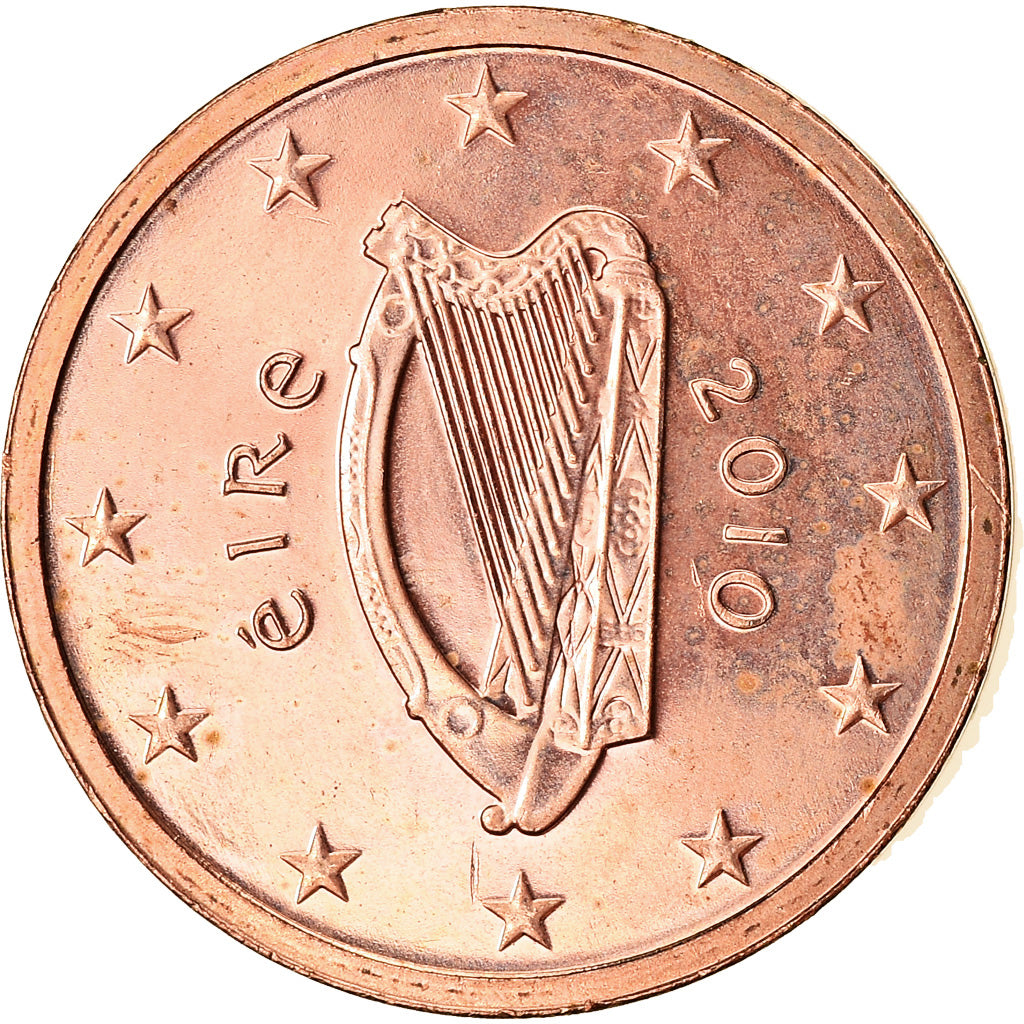 REPÚBLICA DA IRLANDA, 2 Euro Cent, 2010, MS(63), Aço Cromado a Cobre, KM:33