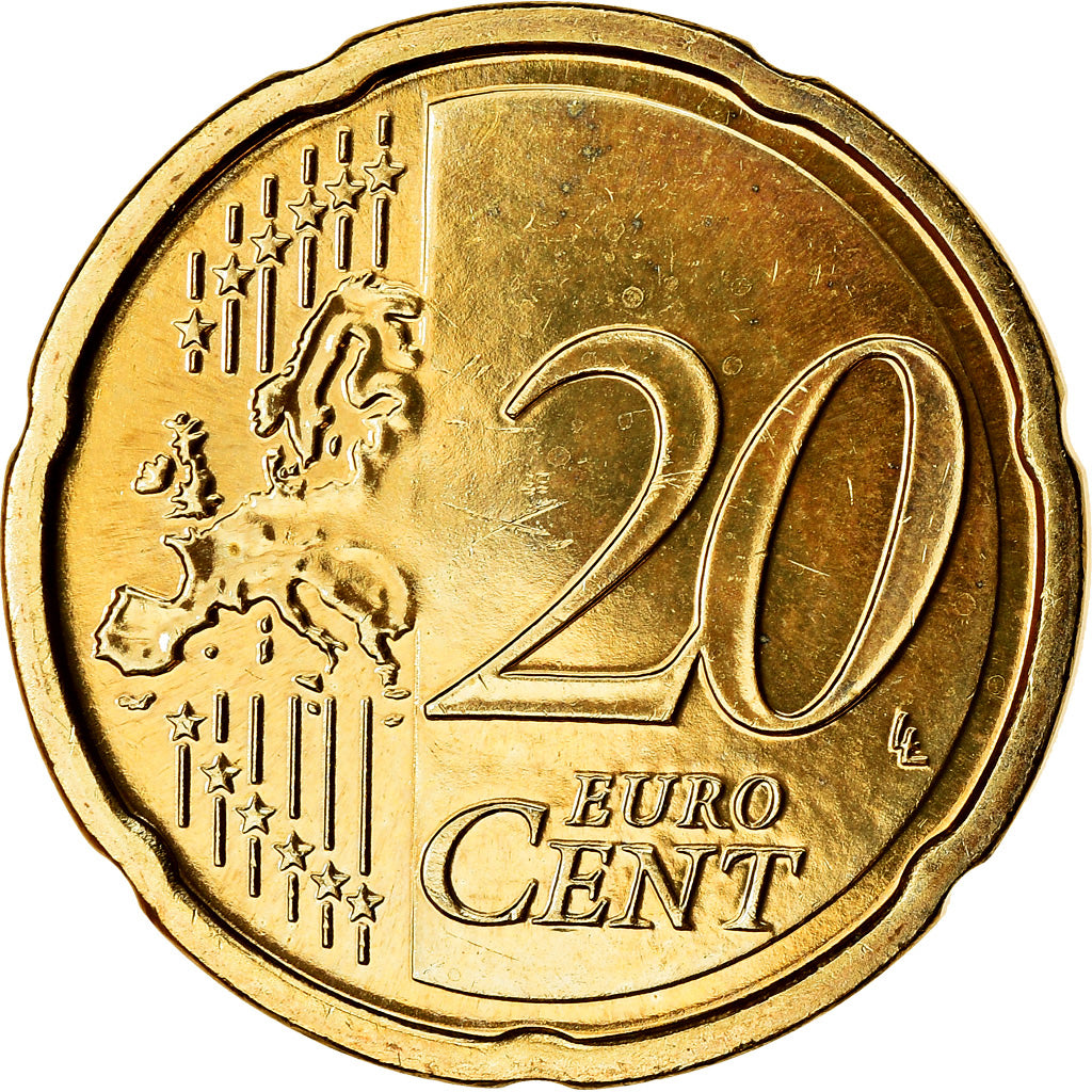 REPÚBLICA DA IRLANDA, 20 Euro Cent, 2010, MS(63), Latão, KM:48