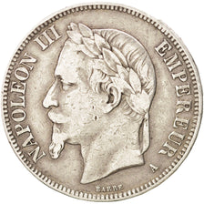 FRANCE, Napoléon III, 5 Francs, 1868, Paris, KM #799.1, VF(30-35), Silver, G...