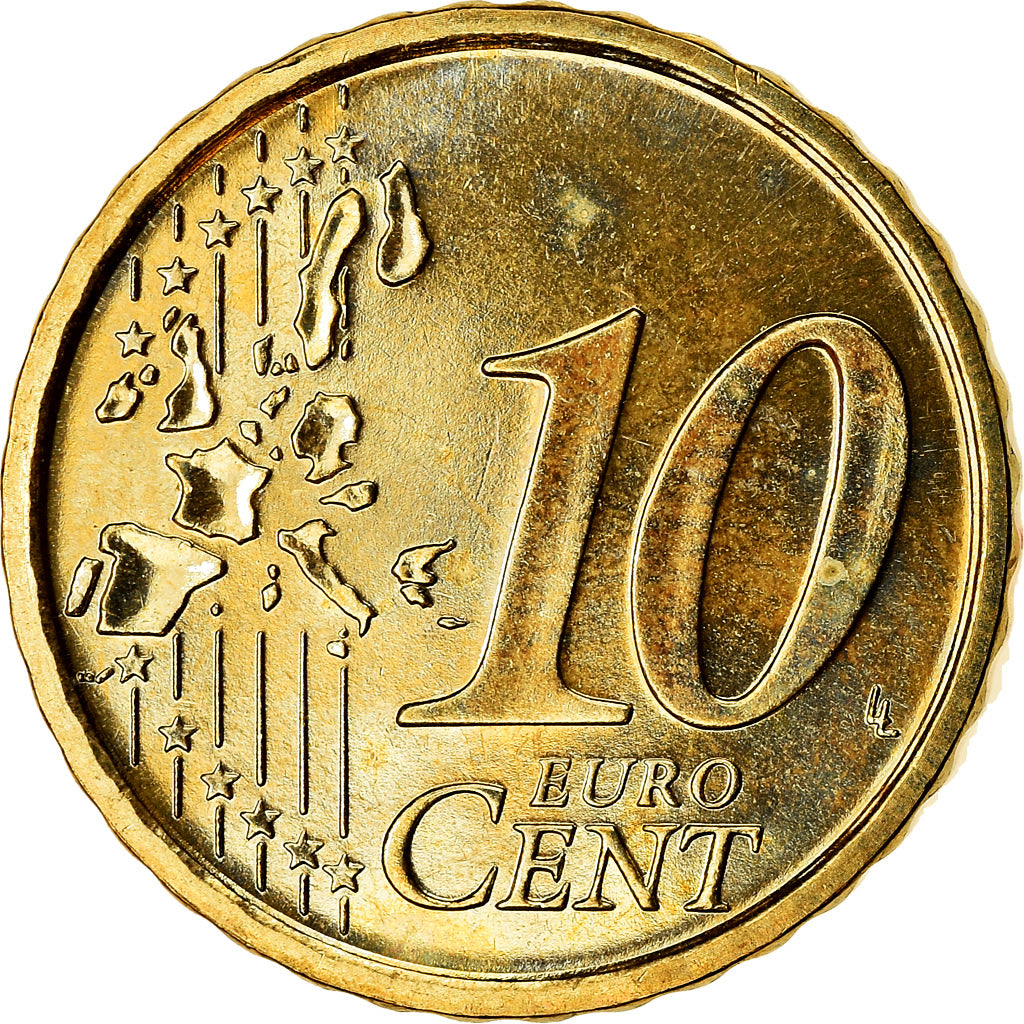 Italia, 10 Euro Cent, 2003, EBC, Latón, KM:213