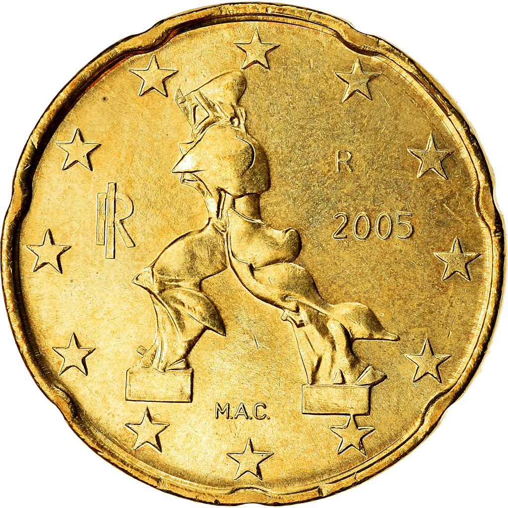 Italy, 20 Euro Cent, 2005, AU(55-58), Brass, KM:214