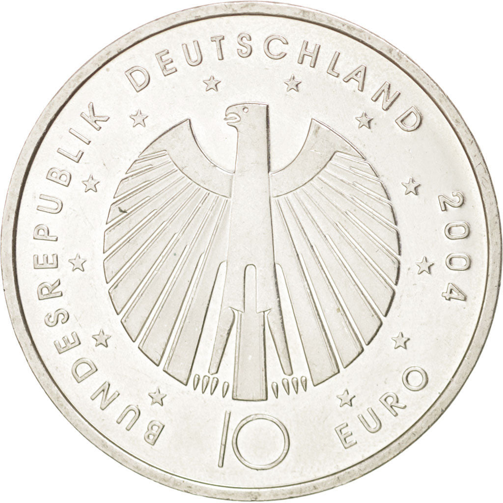 GERMANY - FEDERAL REPUBLIC, 10 Euro Cent, 2004, KM #210, AU(55-58), Brass,...