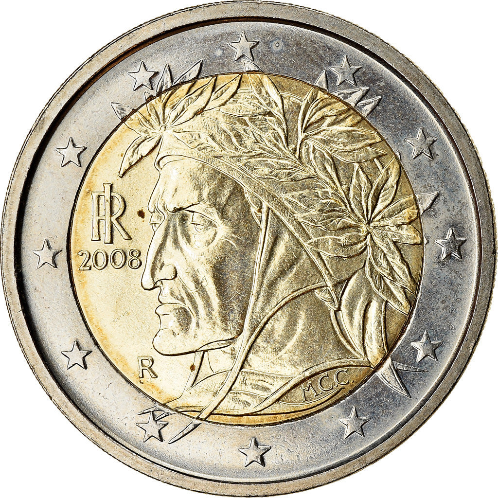 Włochy, 2 Euro, 2008, MS(63), Bimetaliczny, KM:251