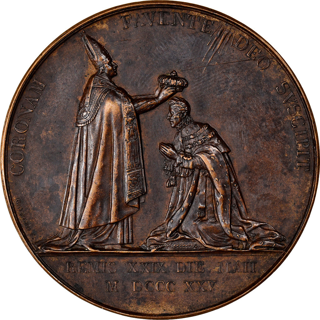 France, Médaille, Sacre de Charles X Reims, History, 1825, Gayrard, SUP, Bronze