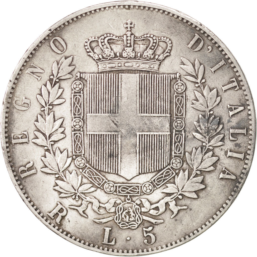 ITALY, 5 Lire, 1876, Rome, KM #8.4, EF(40-45), Silver, 24.89