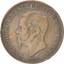 ITALY, 5 Centesimi, 1861, Milan, KM #3.2, VF(30-35), Copper, 25.1, 4.79