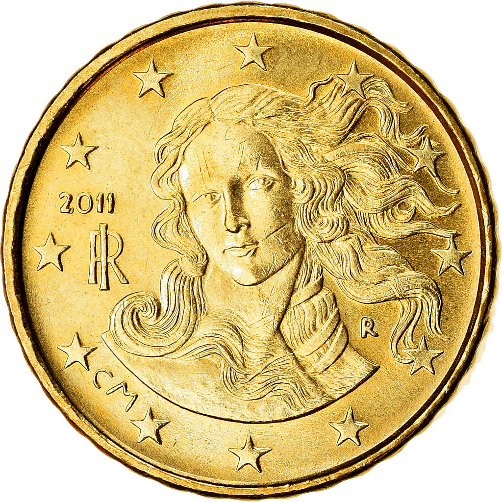 Italy, 10 Euro Cent, 2011, MS(63), Brass, KM:247