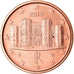 Itália, Euro Cent, 2014, MS(63), Aço Cromado a Cobre