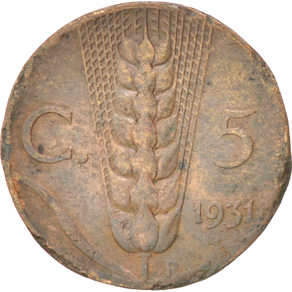 Moneta, Italia, Vittorio Emanuele III, 5 Centesimi, 1931, Rome, MB+, Bronzo
