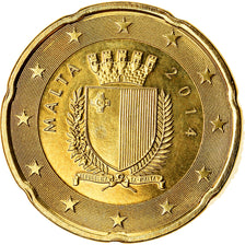 Malta, 20 Euro Cent, 2014, MS(63), Mosiądz