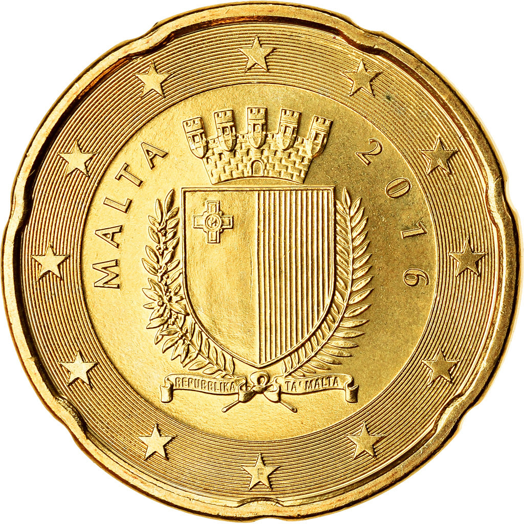 Malte, 20 Euro Cent, 2016, SPL, Laiton