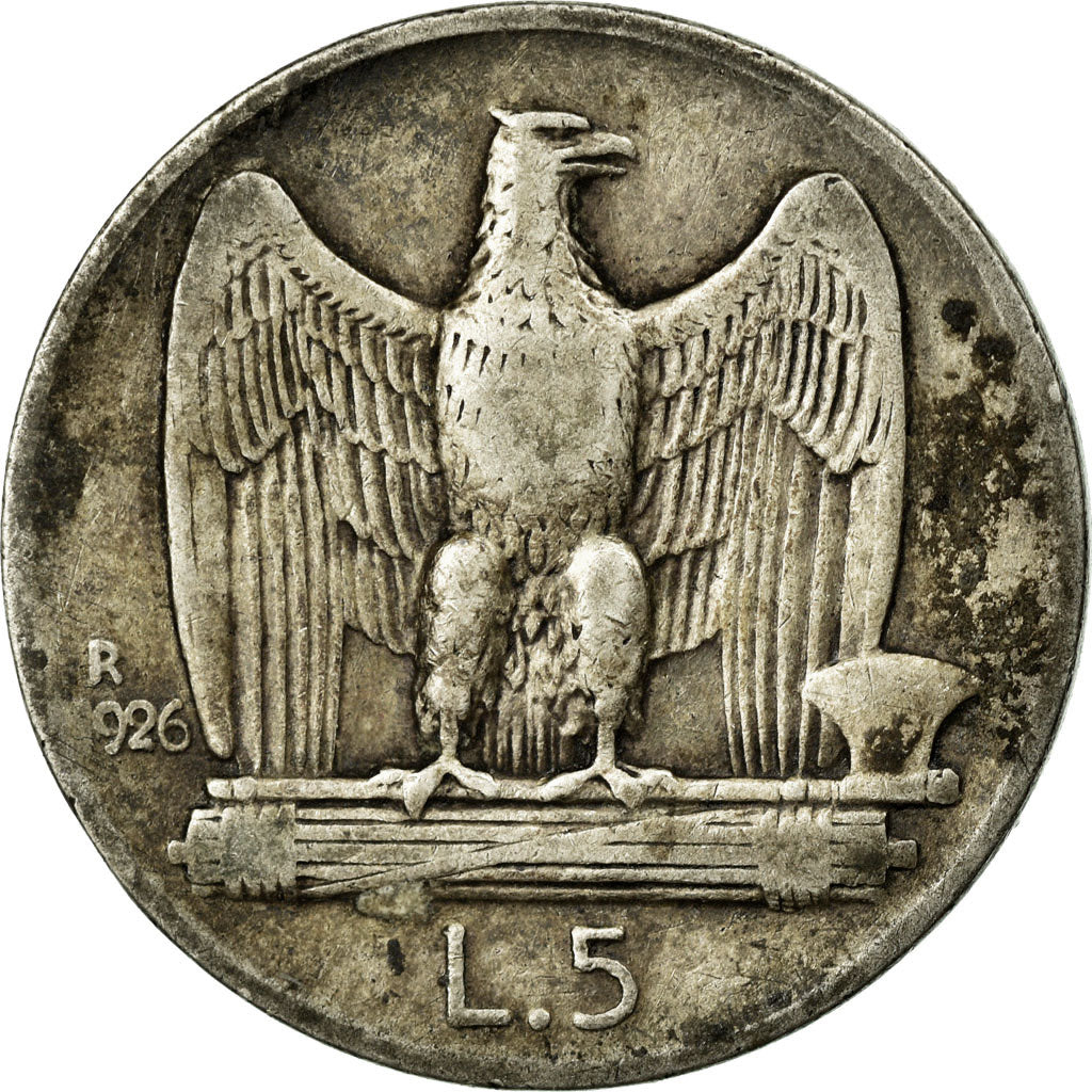 Moneta, Italia, Vittorio Emanuele III, 5 Lire, 1926, Rome, MB+, Argento, KM:67.1