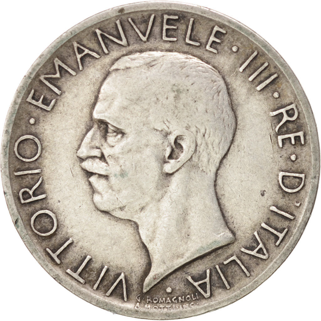ITALY, 5 Lire, 1927, Rome, KM #67.2, VF(30-35), Silver, 23, 4.92