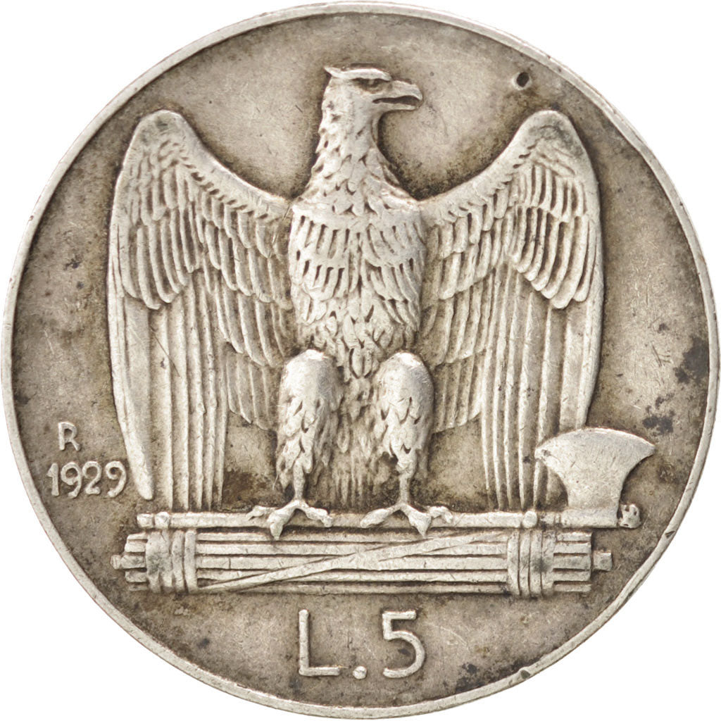 Italie, Victor Emmanuel III, 5 Lire 1929 R, KM 67.2