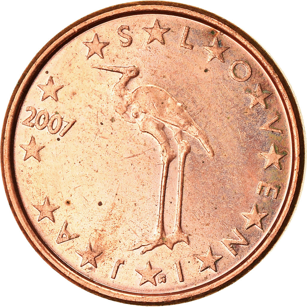 Słowenia, Euro Cent, 2007, AU(55-58), Miedź platerowana stalą, KM:68
