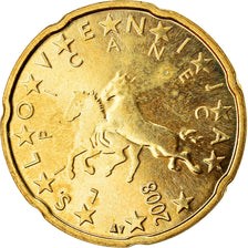 Slovenia, 20 Euro Cent, 2008, MS(63), Brass, KM:72