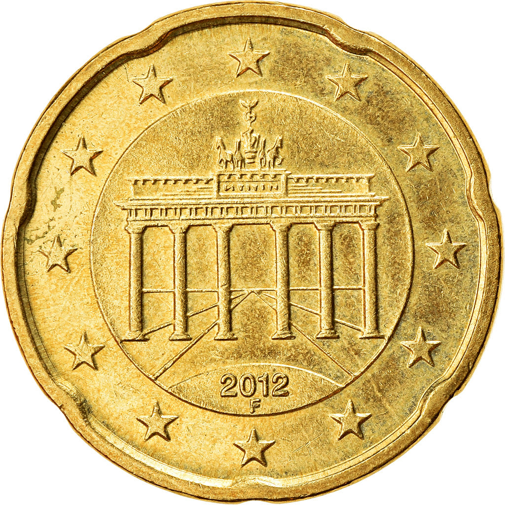 GERMANY - FEDERAL REPUBLIC, 20 Euro Cent, 2012, AU(55-58), Brass, KM:255