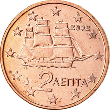 Greece, 2 Euro Cent, 2002, AU(55-58), Copper Plated Steel, KM:182