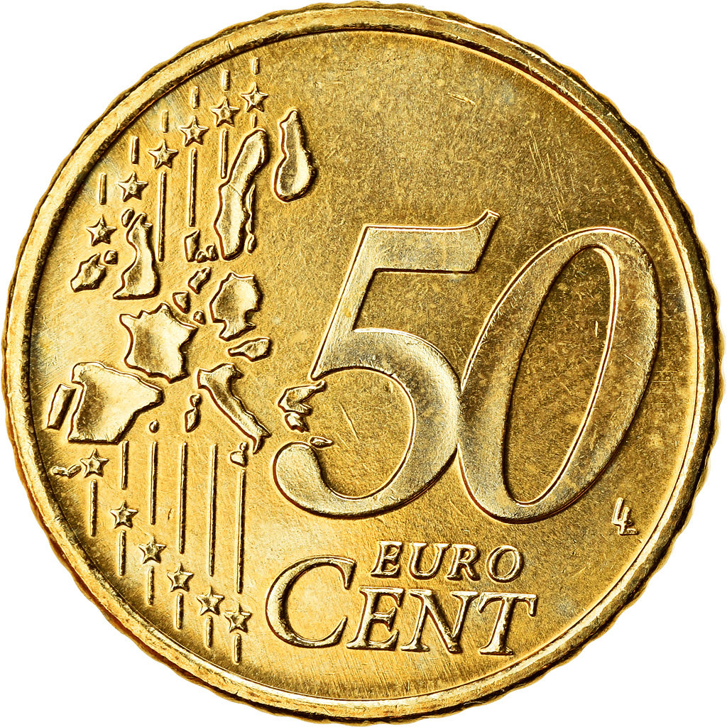 Grecia, 50 Euro Cent, 2002, SPL-, Ottone, KM:186