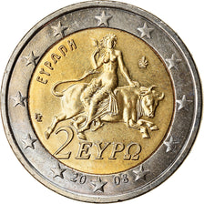 Grécia, 2 Euro, 2008, MS(63), Bimetálico, KM:215