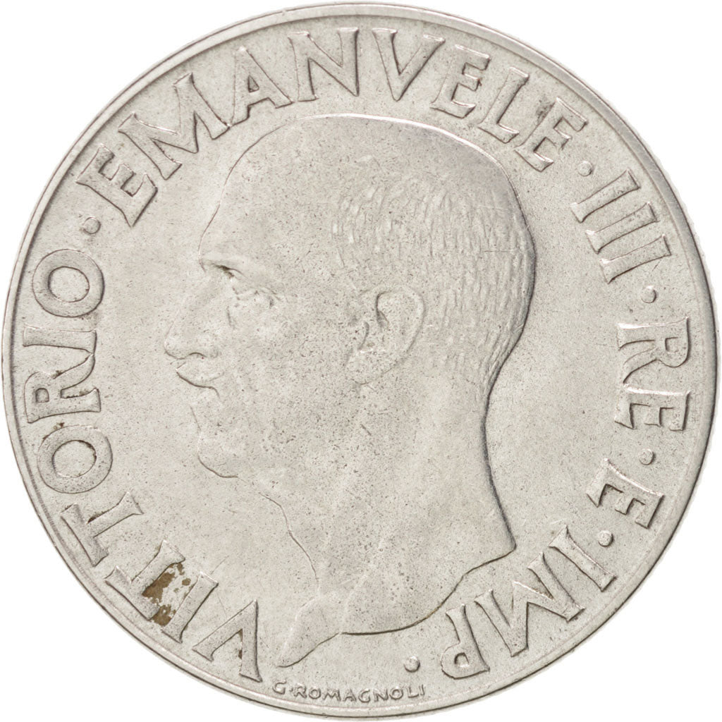 ITALY, Lira, 1940, Rome, KM #77a, AU(50-53), Stainless Steel, 27, 7.84