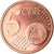 Grécia, 5 Euro Cent, 2016, MS(64), Aço Cromado a Cobre