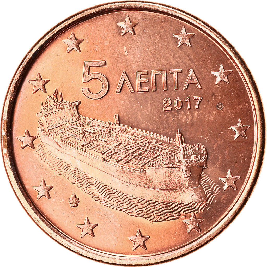 Grecia, 5 Euro Cent, 2017, SPL+, Acciaio placcato rame
