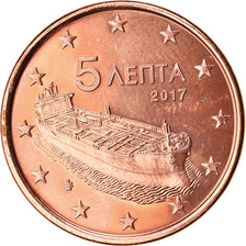 Grecia, 5 Euro Cent, 2017, SPL+, Acciaio placcato rame