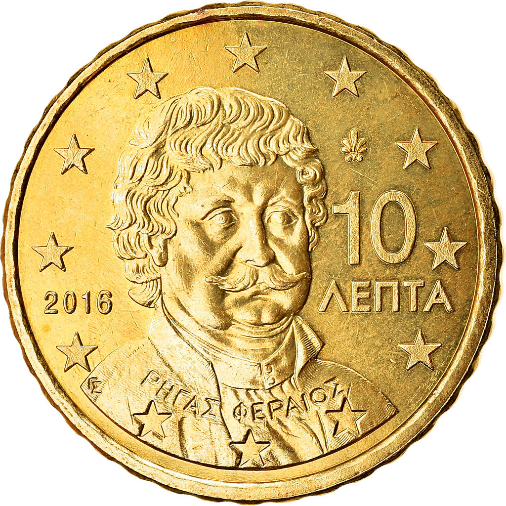 Grecja, 10 Euro Cent, 2016, Athens, MS(64), Mosiądz