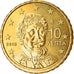 Grécia, 10 Euro Cent, 2016, MS(64), Latão