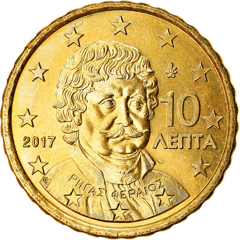Grecia, 10 Euro Cent, 2017, SC+, Latón