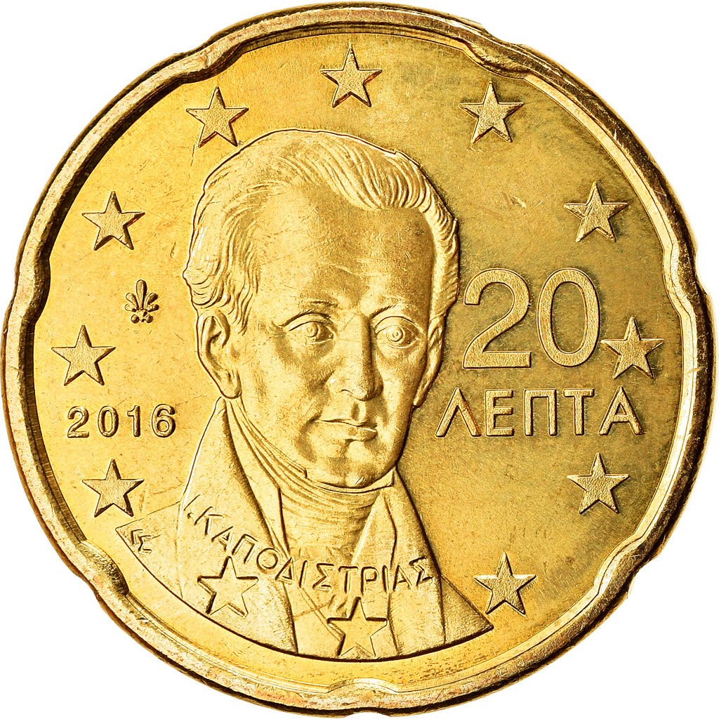 Grecia, 20 Euro Cent, 2016, SC+, Latón