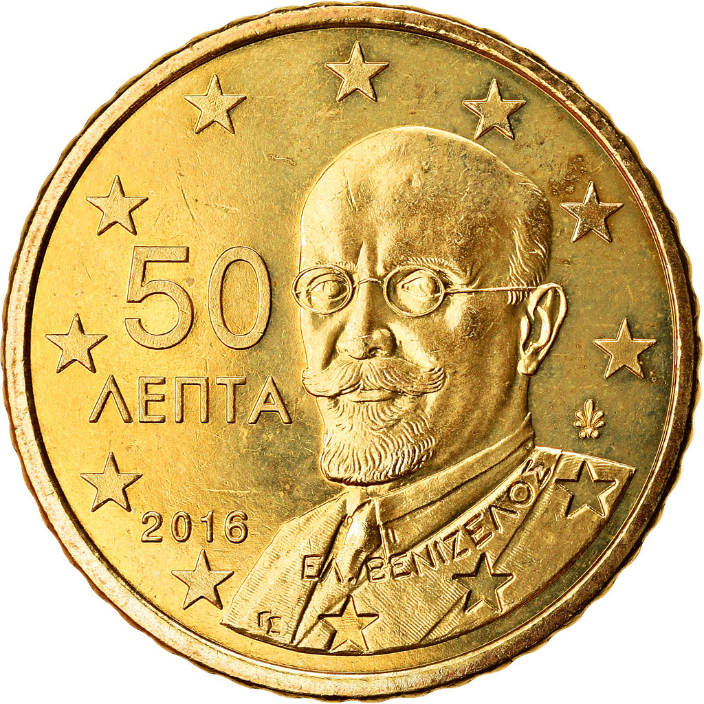 Grecja, 50 Euro Cent, 2016, Athens, MS(64), Mosiądz
