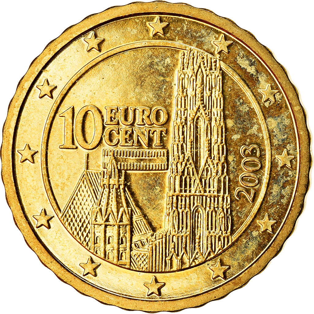 Autriche, 10 Euro Cent, 2003, SPL, Laiton, KM:3085