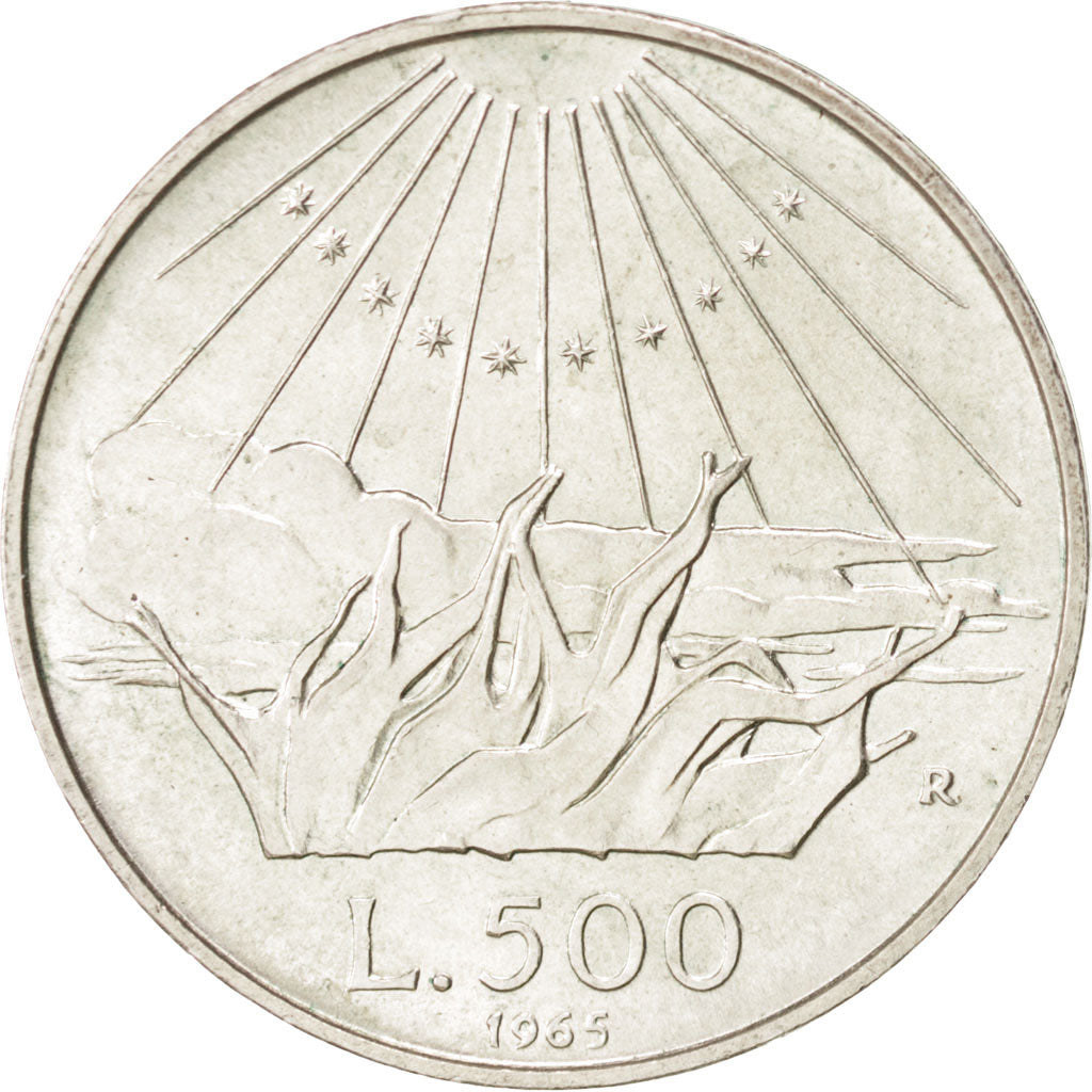 ITALY, 500 Lire, 1965, Rome, KM #100, AU(55-58), Silver, 29.3, 11.00
