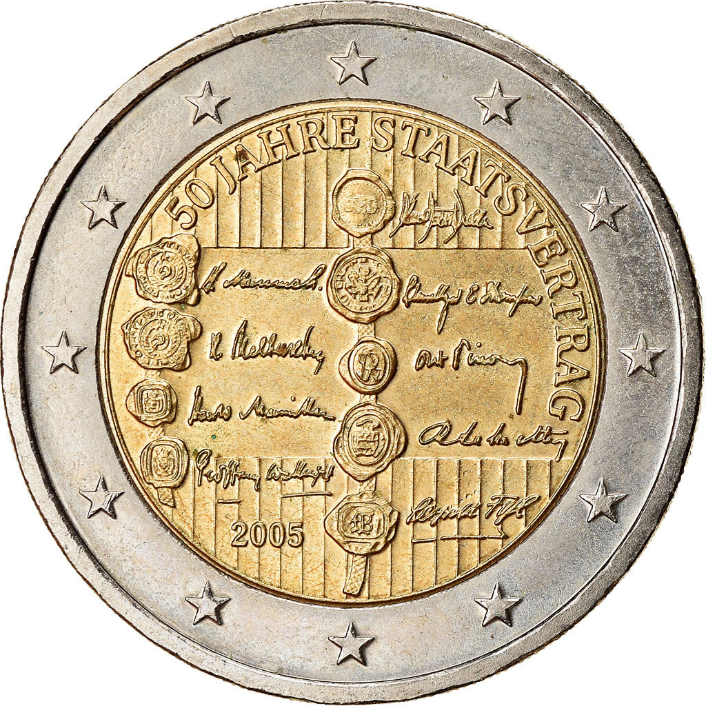Austria, 2 Euro, 50th Anniversary of the State Treaty, 2005, Vienna, MS(63)