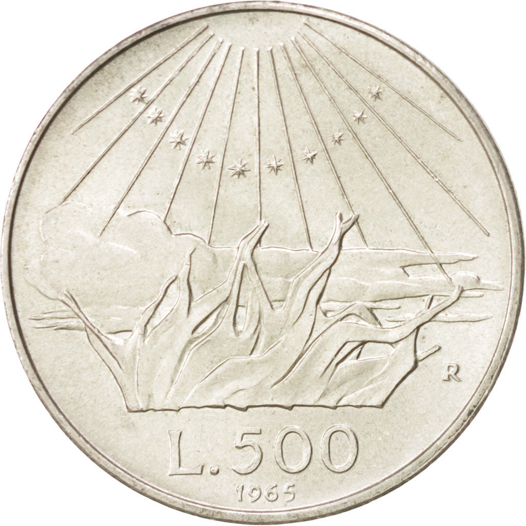 ITALY, 500 Lire, 1965, Rome, KM #100, AU(55-58), Silver, 29.3, 11.83
