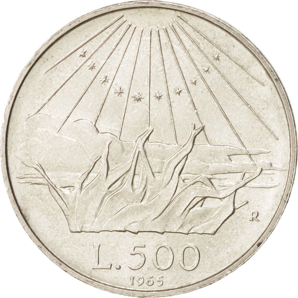 ITALY, 500 Lire, 1965, Rome, KM #100, AU(55-58), Silver, 29.3, 10.97